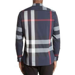 Burberry Men's Thornaby Slim Fit Plaid Sport shirt Navy