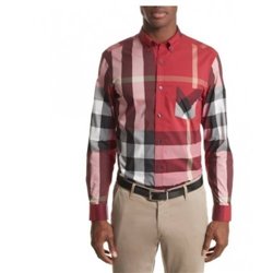 Burberry Men's Thornaby Slim Fit Plaid Sport shirt Red