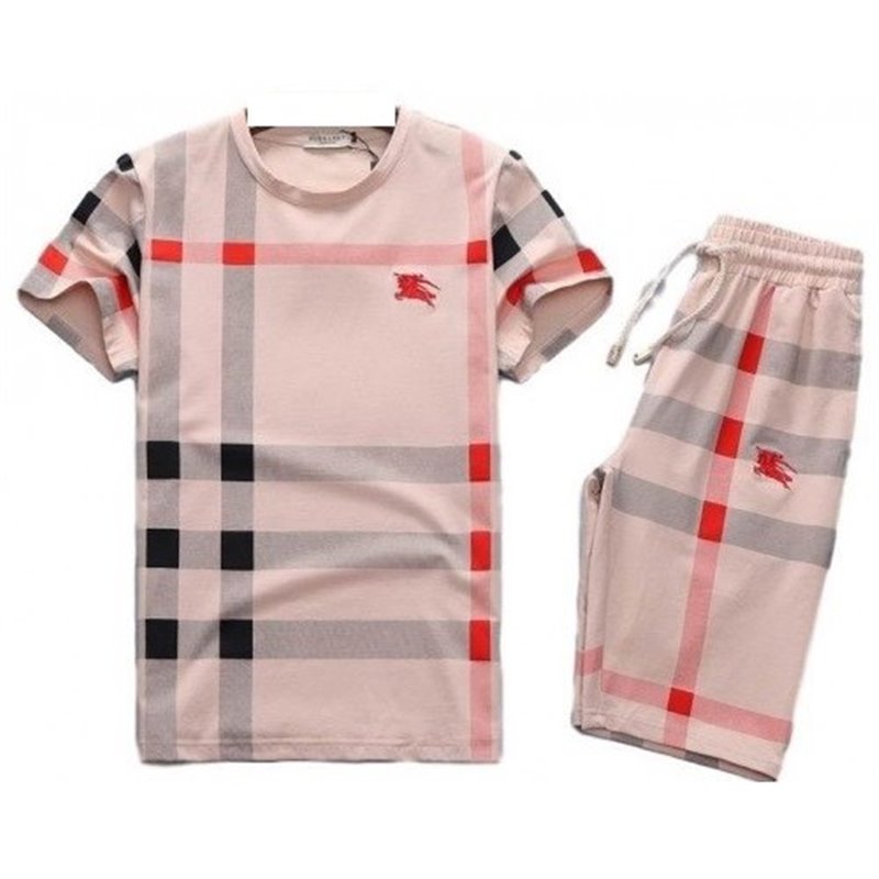 Burberry Men's Crew Neck Check Graphic C T-Shirt & Short Set