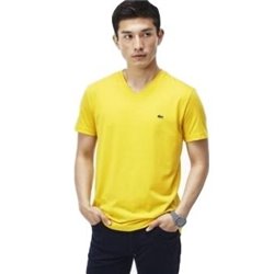 Lacoste Men's Pima Cotton V-Neck T-Shirt Yellow