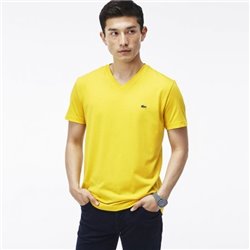 Lacoste Men's Pima Cotton V-Neck T-Shirt Yellow