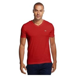 Lacoste Men's Pima Cotton V-Neck T-Shirt  Red