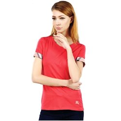 Check Cuff Stretch Cotton  T-Shirt