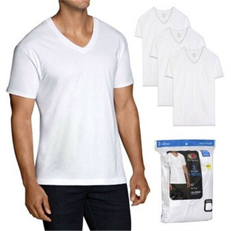 Fruit of the Loom Men's 3 Pack Dual Defense Tag Free V Neck T Shirts White