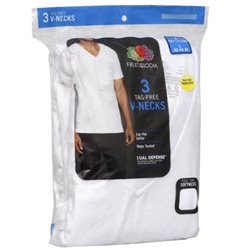 Fruit of the Loom Men's 3 Pack Dual Defense Tag Free V Neck T Shirts White