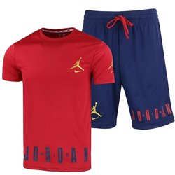 Nike Jordan Men's Sport Dri-Fit Shorts & T Shirt 2 Pc Set Navy/Red