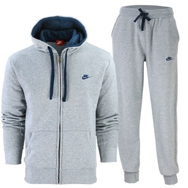 Nike Sportswear Colorblock Fleece Zip Hoodie & Pants Set Gray/Navy