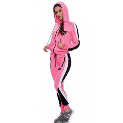 Nike Women's Sportswear Pink Color Block Full-Zip Fleece Hoodie & Pants Set