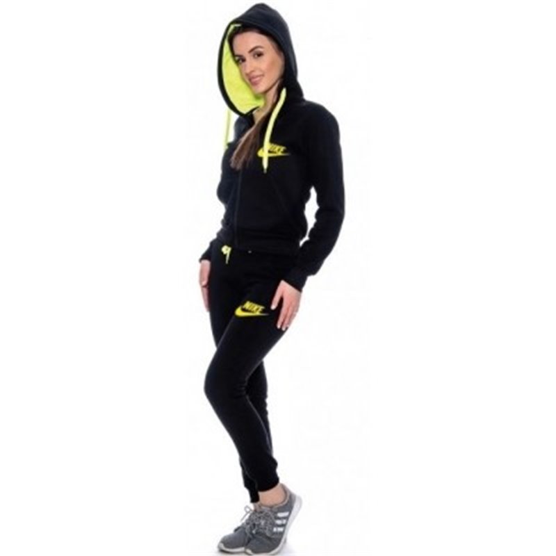 Nike Womens Essential Full-Zip Fleece Hoodie & Pants Set Black