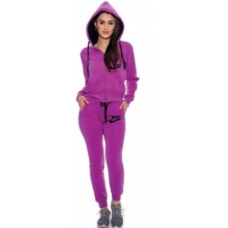 Nike Women's Essential Full-Zip Fleece Hoodie & Pants Set Magenta