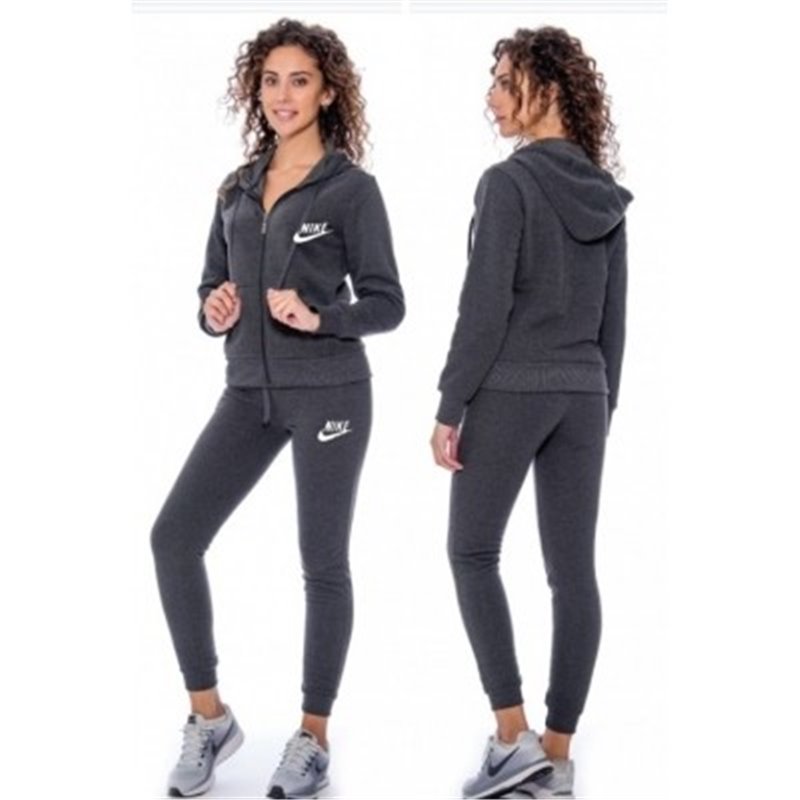 Nike Sportswear Club Fleece Women's Full Zip Hoodie & Pants Set Charcoal