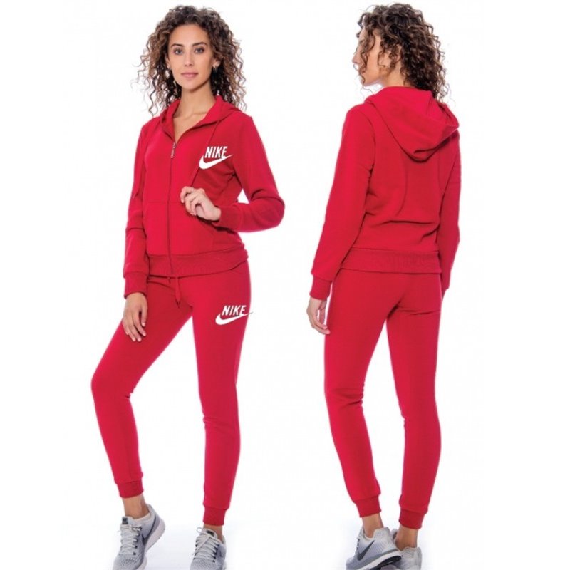 Nike Sportswear Club Fleece Women's Full Zip Hoodie & Pants Set Red