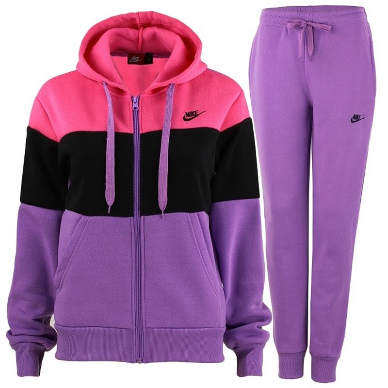Nike Women's Essential Color Block Full-Zip Fleece Hoodie & Pants Set