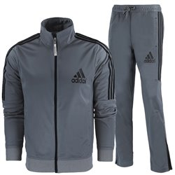 Adidas 3-Stripe Tricoat Track Set Jacket & Pants Gray