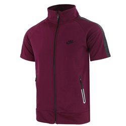 Nike Men's Tech Short-Sleeve Full Zip Jacket  & Short Set Burgundy