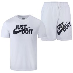 Nike Men's Just Do It Crewneck  Top & Short Set White