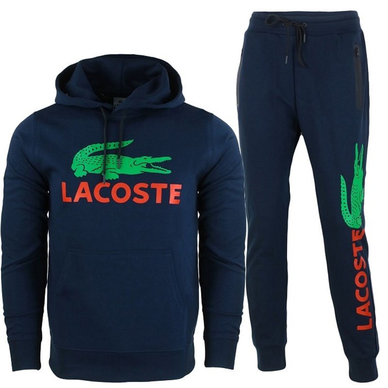 Lacoste Men’s Cotton Fleece Pullover Hoodie & Pants Set Navy