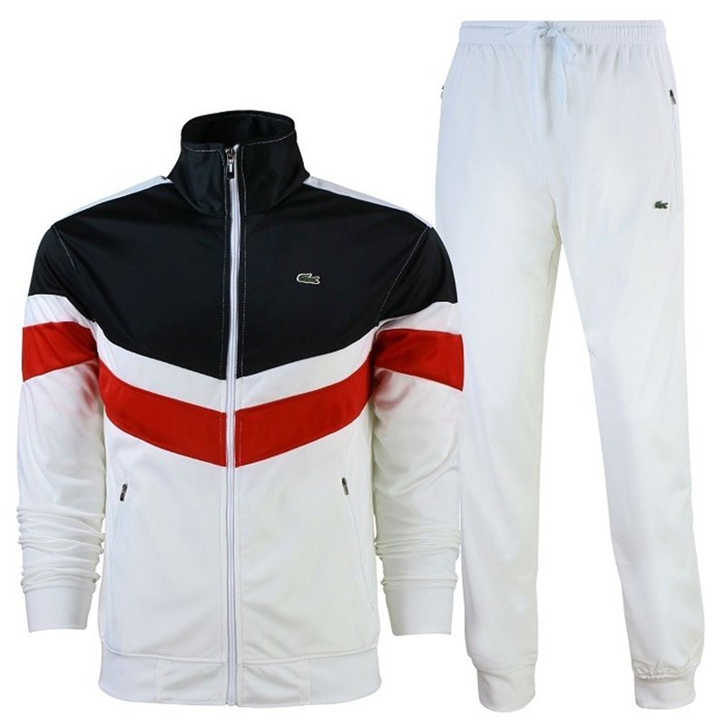 Lacoste Men's Sport Color-Blocked Track Suit White/Red