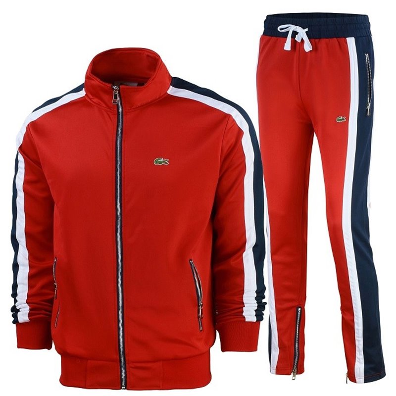 Lacoste Men's Sport Color-Blocked Track Suit Navy/Red