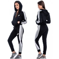 Nike Women's Sportswear Black Color Block Full-Zip Fleece Hoodie & Pants Set