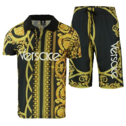 Versace Men's Polo Shirt & Short Set Black