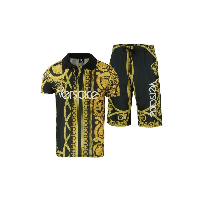 Versace Men's Polo Shirt & Short Set Black