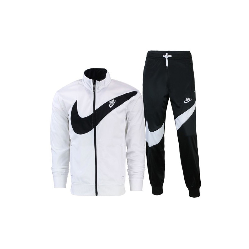 Nike Sportswear Swoosh  2 Piece Tracksuit White/Black