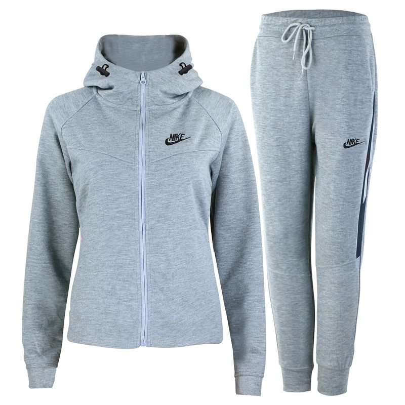 Nike Women's Sportswear Tech Windrunner  Fleece Hoodie & Pants 2 Pc Set Gray