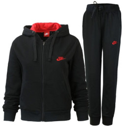 Nike Women's Sportswear Tech Fleece Hoodie & Pants 2 Pc Set Black/Red