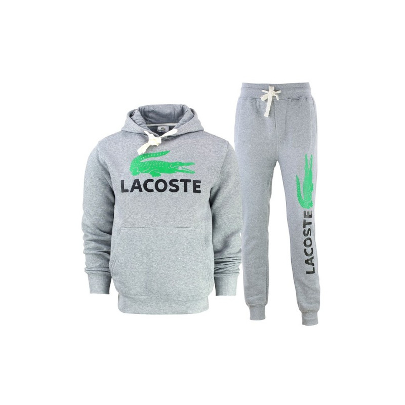 Lacoste Men’s Cotton Fleece Pullover Hoodie & Pants Set Gray