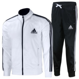 Adidas Two Tone 3-Stripe Tricoat Track Set Jacket & Pants Black/White