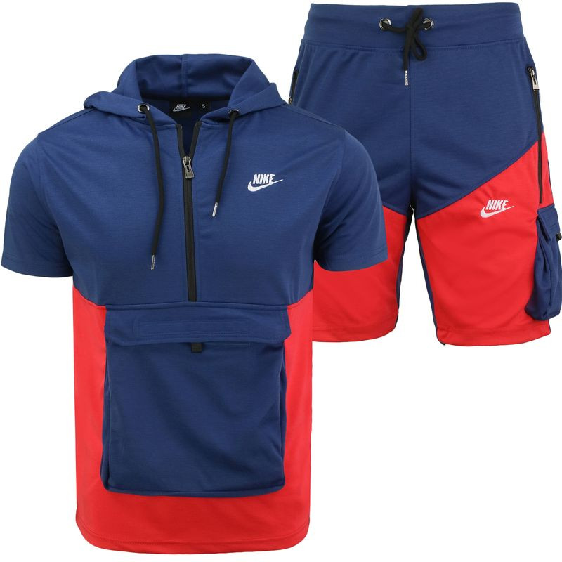 Nike Men's Tech Short-Sleeve Full Zip  Cargo Hoodie & Short Set