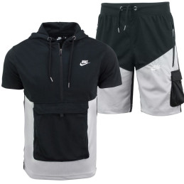 Nike Men's Tech Short-Sleeve Full Zip  Cargo Hoodie & Short Set