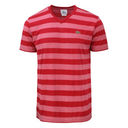 Lacoste Short Sleeve Pima Jersey V-Neck T-Stripe Shirt