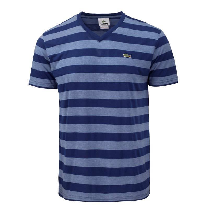 Lacoste Short Sleeve Pima Jersey V-Neck T-Stripe Shirt