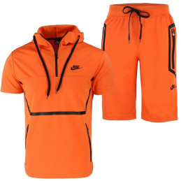 Nike Sportswear Tech Fleece Short-Sleeve Full Zip Hoodie & Short Set