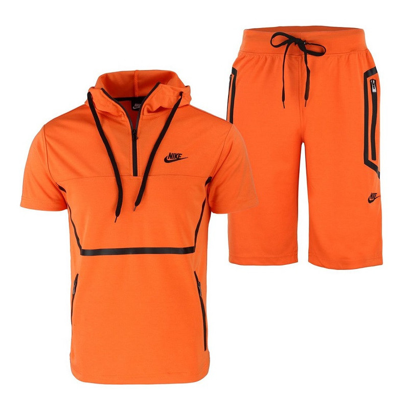 Nike Sportswear Tech Fleece Short-Sleeve Full Zip Hoodie & Short Set