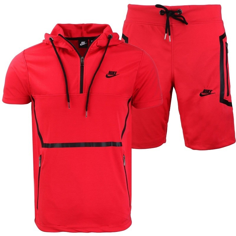 Nike Sportswear Tech Fleece Short-Sleeve Full Zip Hoodie & Short Set