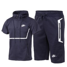 Nike Sportswear Tech Fleece Short-Sleeve Full Zip Hoodie & Short Set