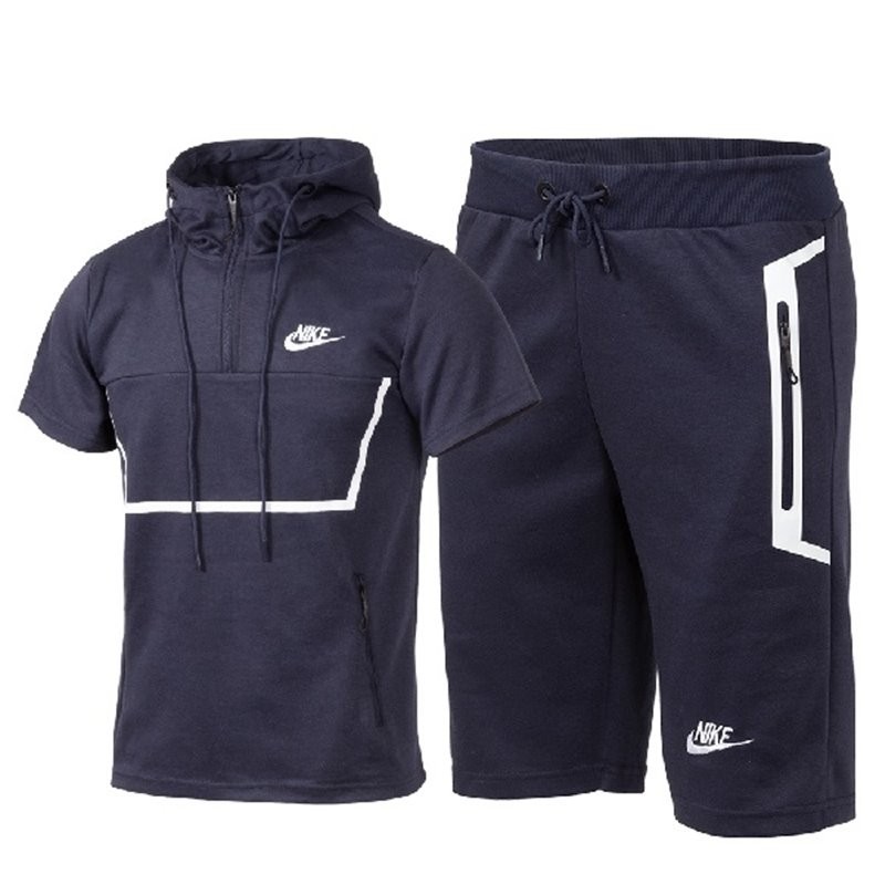 Nike Sportswear Tech Fleece Short-Sleeve Full Zip Hoodie & Short Set