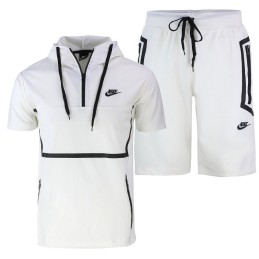 Nike Sportswear Tech Fleece Short-Sleeve Full Zip Hoodie & Short Set