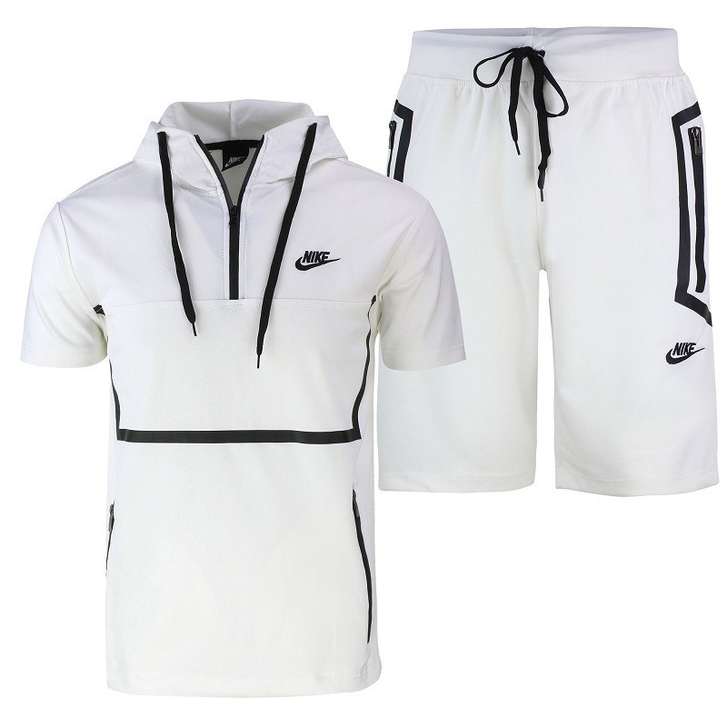 Nike Sportswear Tech Fleece Short-Sleeve Full Zip Hoodie & Short Set