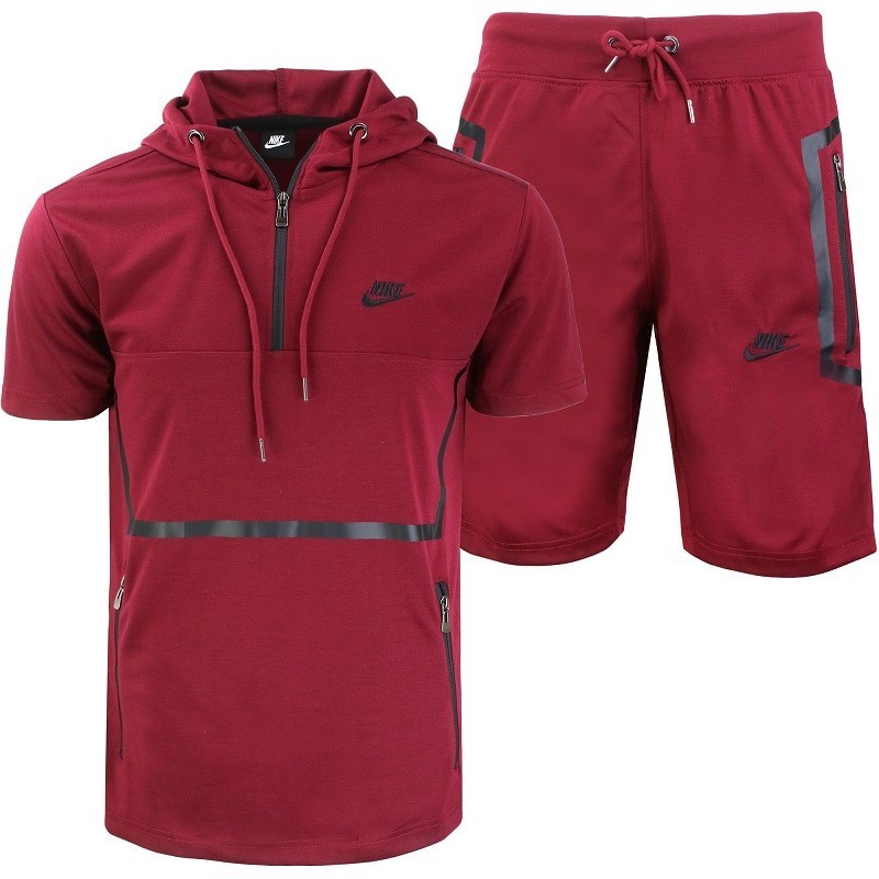 Nike Sportswear Tech Fleece Short-Sleeve Full Zip Hoodie & Short Set