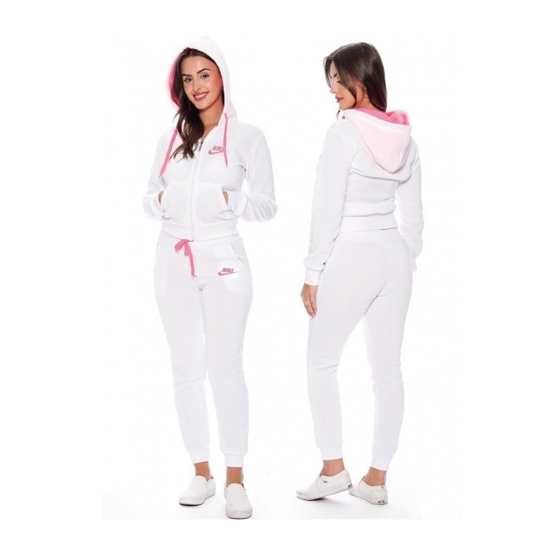 Nike Sportswear Club Fleece Women's Full Zip Hoodie & Pants Set White