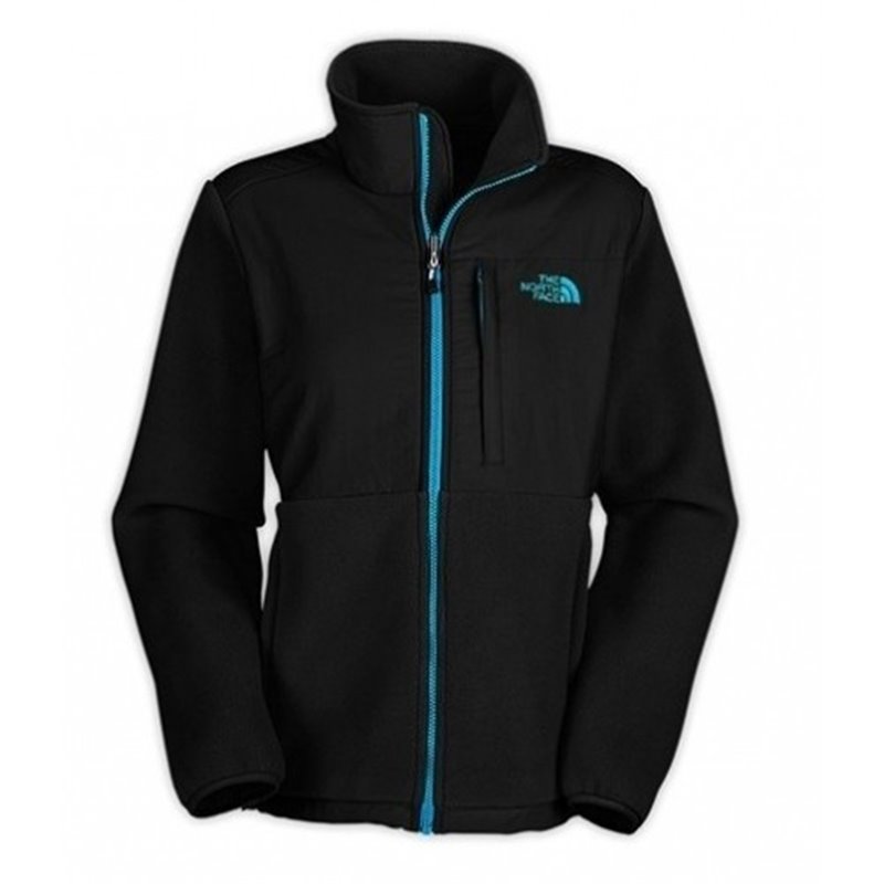 The North Face Women's Denali Fleece Black/Green Logo Closeout