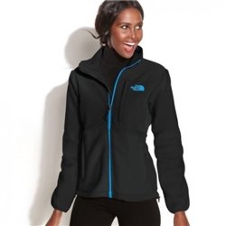 The North Face Women's Denali Fleece Black/Green Logo Closeout