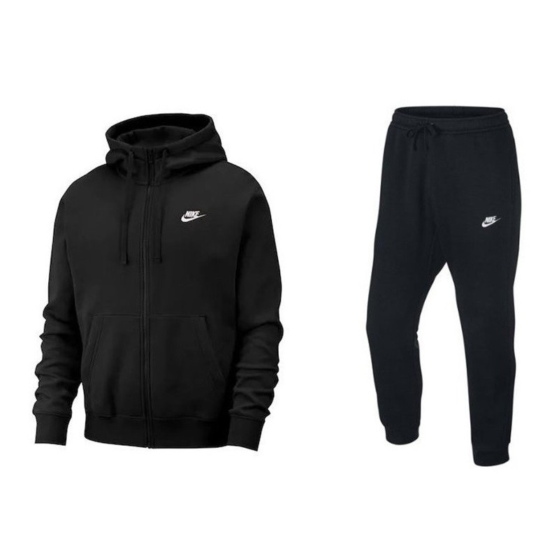 Nike Sportswear Club Fleece Men's Full Zip Hoodie & Pants Set Black