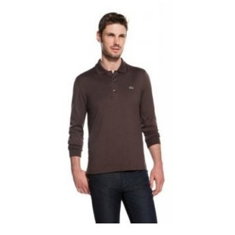 Lacoste Long Sleeve Pique Polo Shirt Brown