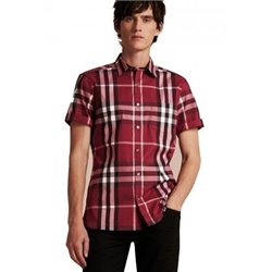 Burberry Men's  Exploded Check Short-Sleeve Shirt Red