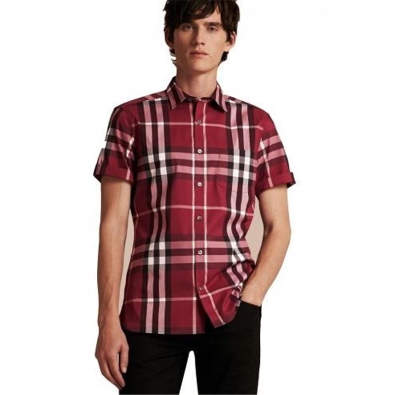 Burberry Men's  Exploded Check Short-Sleeve Shirt Red